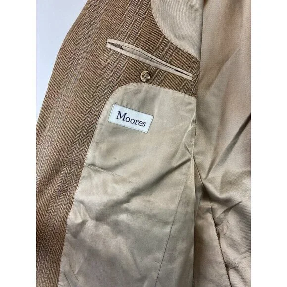 Moores Claiborne Wool Brown Men Vintage Blazer Size 44 R - Picture 3 of 11